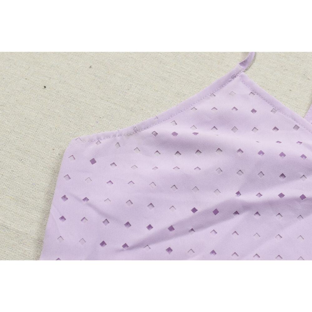Banana Republic Women Large Lavender Purple Eyelet Lace V-Neck Racerback Tank To - Picture 7 of 8
